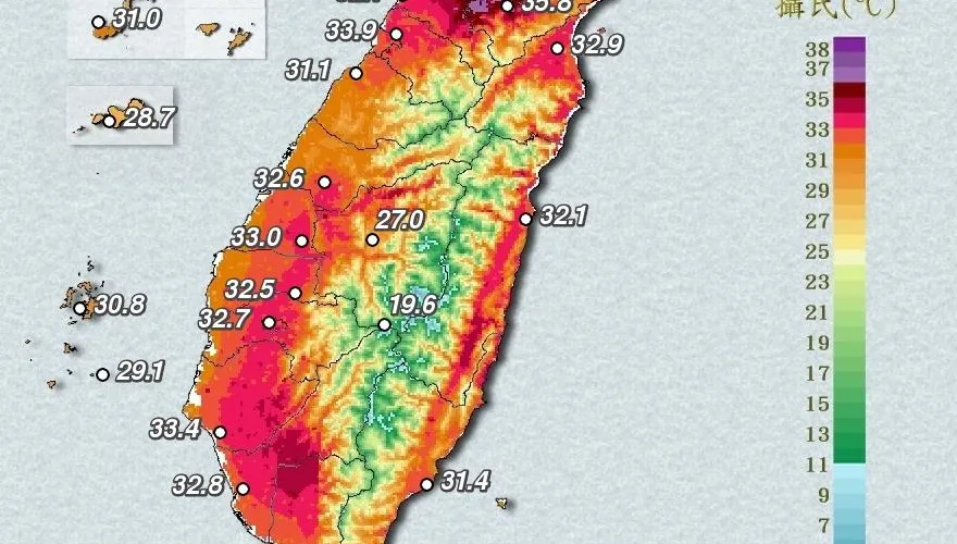 桃園熱飆38.8度！10縣市烤到紅發紫　提防熱傷害