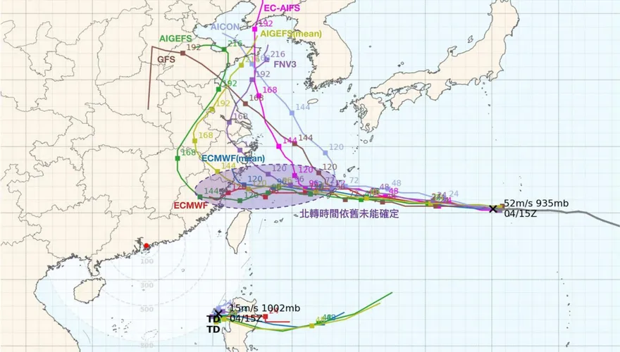 不排除發陸警！氣象粉專：白海豚「越晚北轉離台更近」