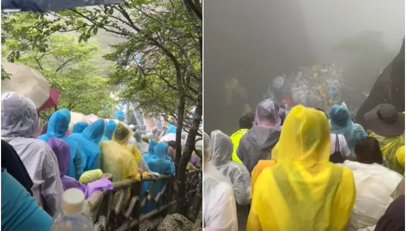 白海豚外圍環流發威！黃山暴風雨纜車停駛　遊客無奈走下山