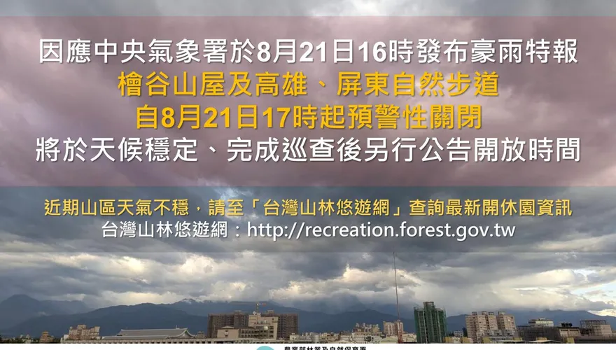 豪雨夜襲！高雄屏東各自然步道17時起預警性關閉