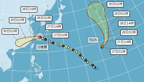 沙德爾衝北部海面！8:30發海警　4縣市大雨特報
