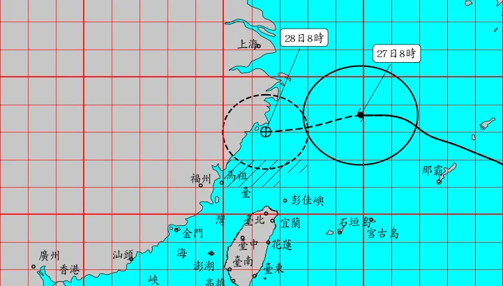 沙德爾海上颱風警報發布了　台灣北部海面列入警戒區