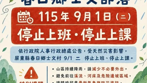 豪雨狂炸！9/1停班停課最新異動　高雄、屏東「這些地區」宣布放假