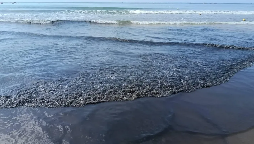 影/墾丁南灣驚現整片海被染黑！　竟是公路局廠商高壓清溝釀禍