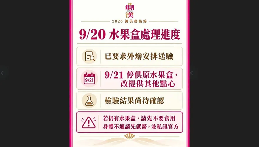 鍘美藝術節大出包！水果臭酸、民眾腹瀉　主辦急停用送驗