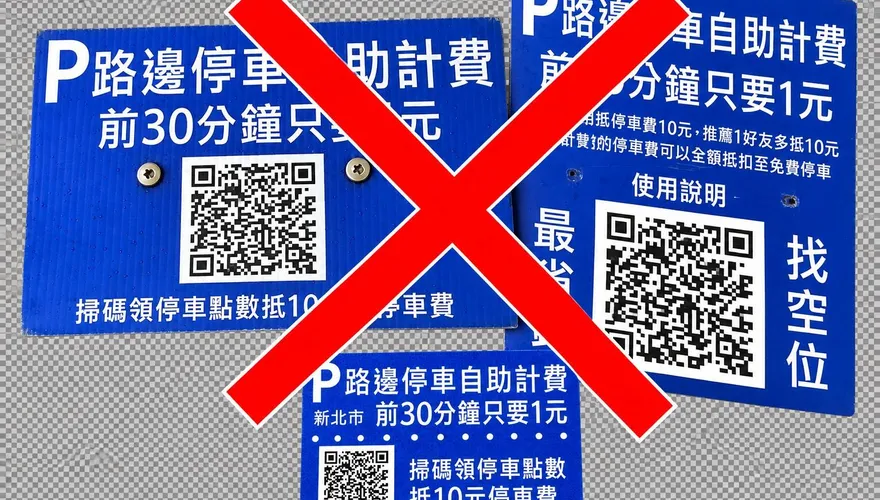 勿掃！新北路邊停車收費桿遭貼偽QR Code　個資恐洩光