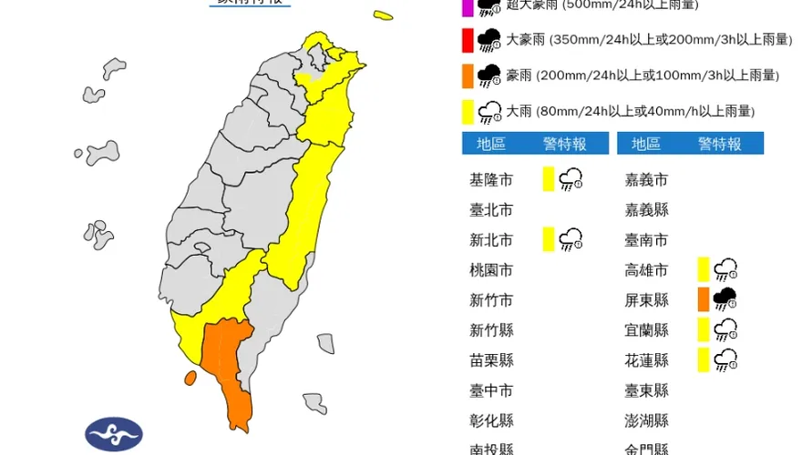 快訊/南部也難逃颱風魔爪！「6縣市」續發大雨特報　屏東雨彈再升級