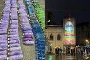 環保新創意！他蒐集「900個寶特瓶+七彩塑膠袋」　特製2樓高聖誕樹