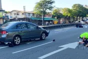 快訊/北市民生社區驚悚車禍！　左轉機車慘遭轎車撞碎「人車飛出」