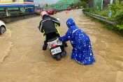 卡努災情/新竹寶山大雨釀災！往竹科路上遭泥水灌滿　車拋錨騎士摔傷