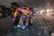 影/翻覆驚悚瞬間！宜蘭三星清潔隊回收車「撞電桿栽進田」釀1死2傷