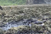 綠島柚子湖驚見大量黑色柏油　環保局：有人蓄意傾倒重油