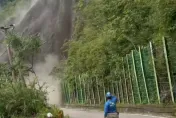 影/驚險直擊！高雄暴雨「藤枝遊樂區」土石瀑布狂瀉　落石阻斷交通