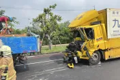 快訊/整個車頭消失！台南貨櫃車追尾猛撞　26歲駕駛送醫不治