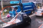 影/驚險畫面曝！回收車綠燈起步拖行機車　補油門險輾過女騎士