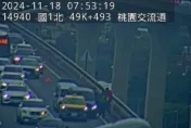 國道清晨嚴重車禍！國1高架北向49.6k「3車撞一團」　回堵時速跌破40