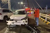 疑不熟新北大橋路況！小客車猛撞機車道護欄　車上4乘客幸無礙