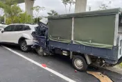 影/台中「4車骨牌式」追撞！疑小貨車駕駛恍神　雙腳骨折送醫