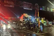 載H型鋼樑煞不住！國2大園拖板車追撞同事車1死　車頭變形