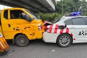 國1台中段車禍！自小客恍神直撞　害警戒車親紅斑馬屁股