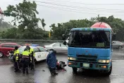 淡水機車對撞水泥車　騎士全身多處擦傷送醫