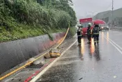 豪雨釀土石滑落！桃園龜山大石滾下來　騎士閃避自摔