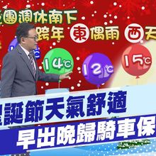 【戴立綱報氣象】聖誕節天氣舒適 早出晚歸騎車保暖 | 南方雲系遠離 轉多雲 白天氣溫回升 20241225