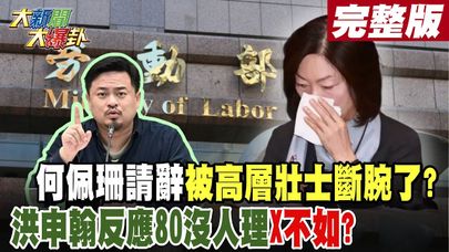 【#大新聞大爆卦 中】何佩珊請辭被高層壯士斷腕了?洪申翰反應80沒人理X不如? 完整版 20241120@HotNewsTalk