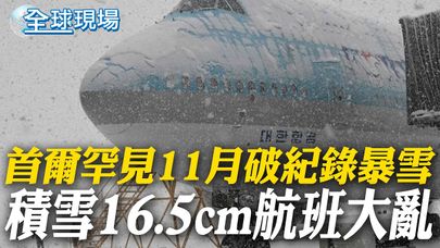 首爾罕見11月破紀錄暴雪 積雪16.5cm航班大亂【全球現場】20241127 @全球大視野Global_Vision