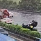 影/雨天打滑！國1彰化段轎車慘翻四輪朝天　釀回堵1公里