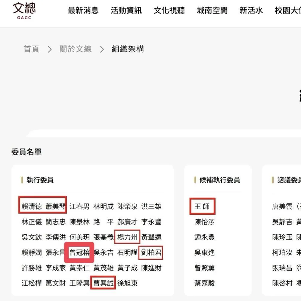 王鴻薇提出文化總會的執行委員名單。(取自王鴻薇臉書)
