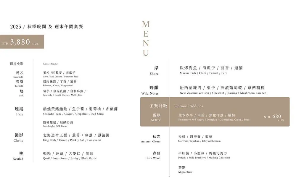Brisé君尹秋季菜單以酸味詮釋專屬秋天的輕盈感。（圖／黃宏輝提供）