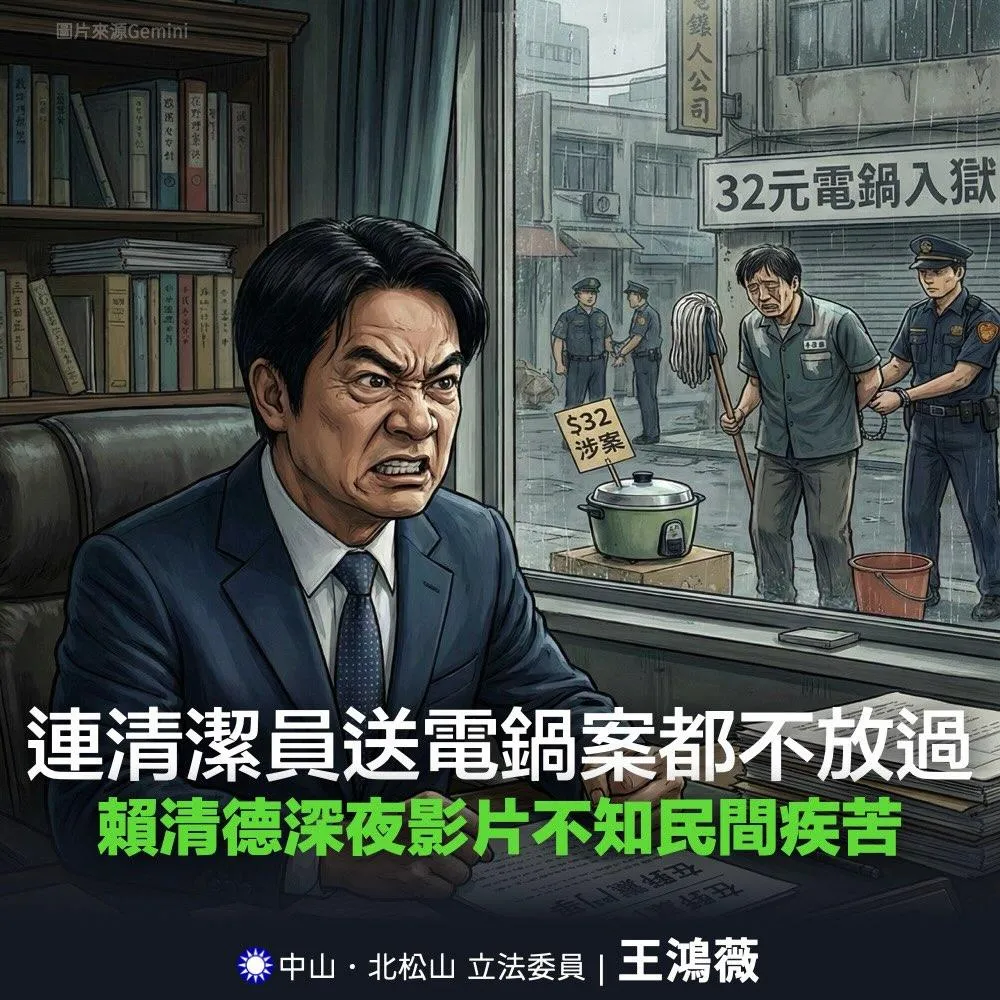 王鴻薇抨擊賴清德不知民間疾苦。（圖／王鴻薇臉書）