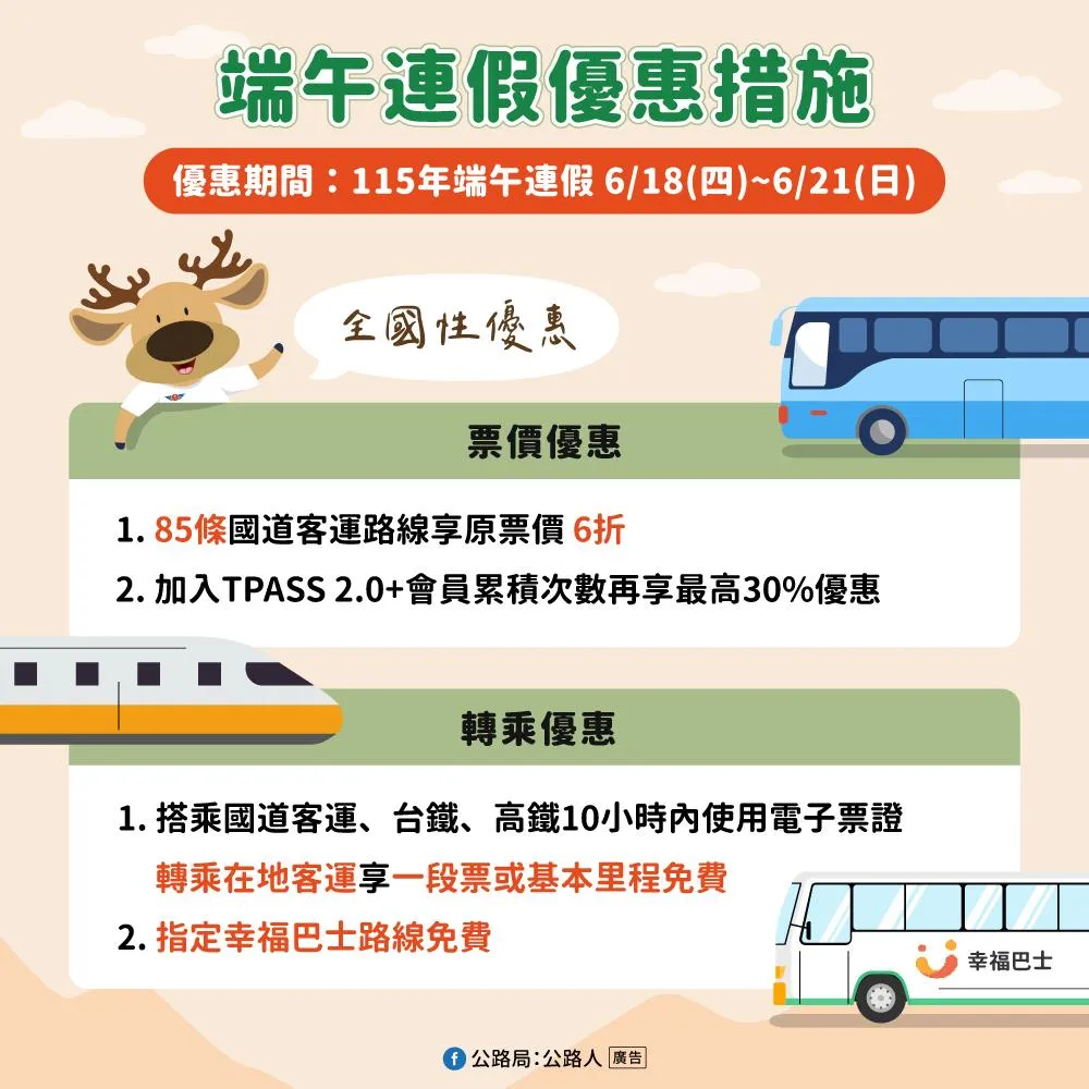 端午節優惠措施。（圖／公路局提供）