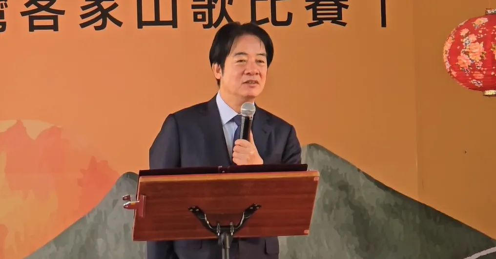 賴清德總統今（7）日上午前往新竹出席「第59屆竹東天穿日台灣客家山歌比賽」。（圖/中天新聞）