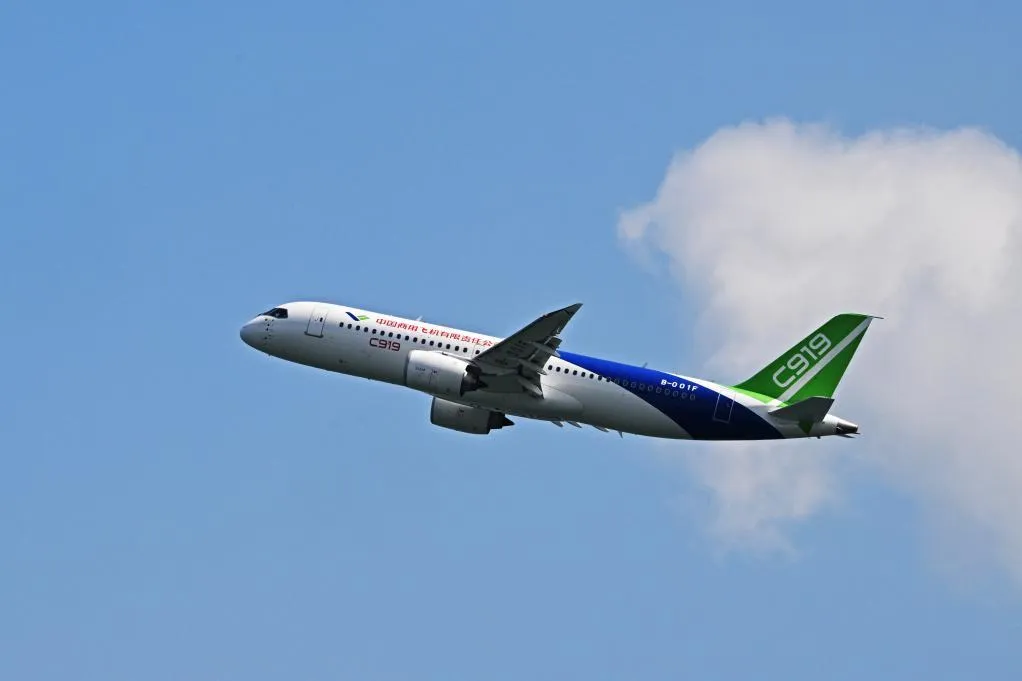 大陸國產客機C919。（圖／新華社）