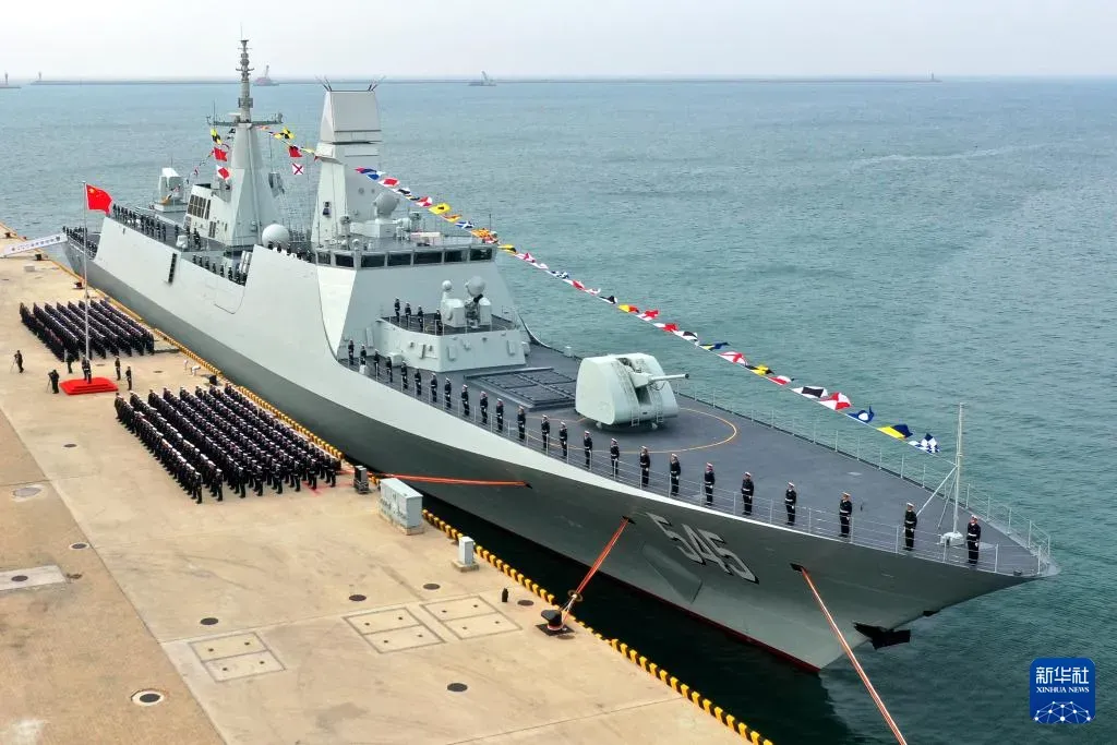大陸首艘054B型巡防艦漯河號成軍。(圖/新華社)