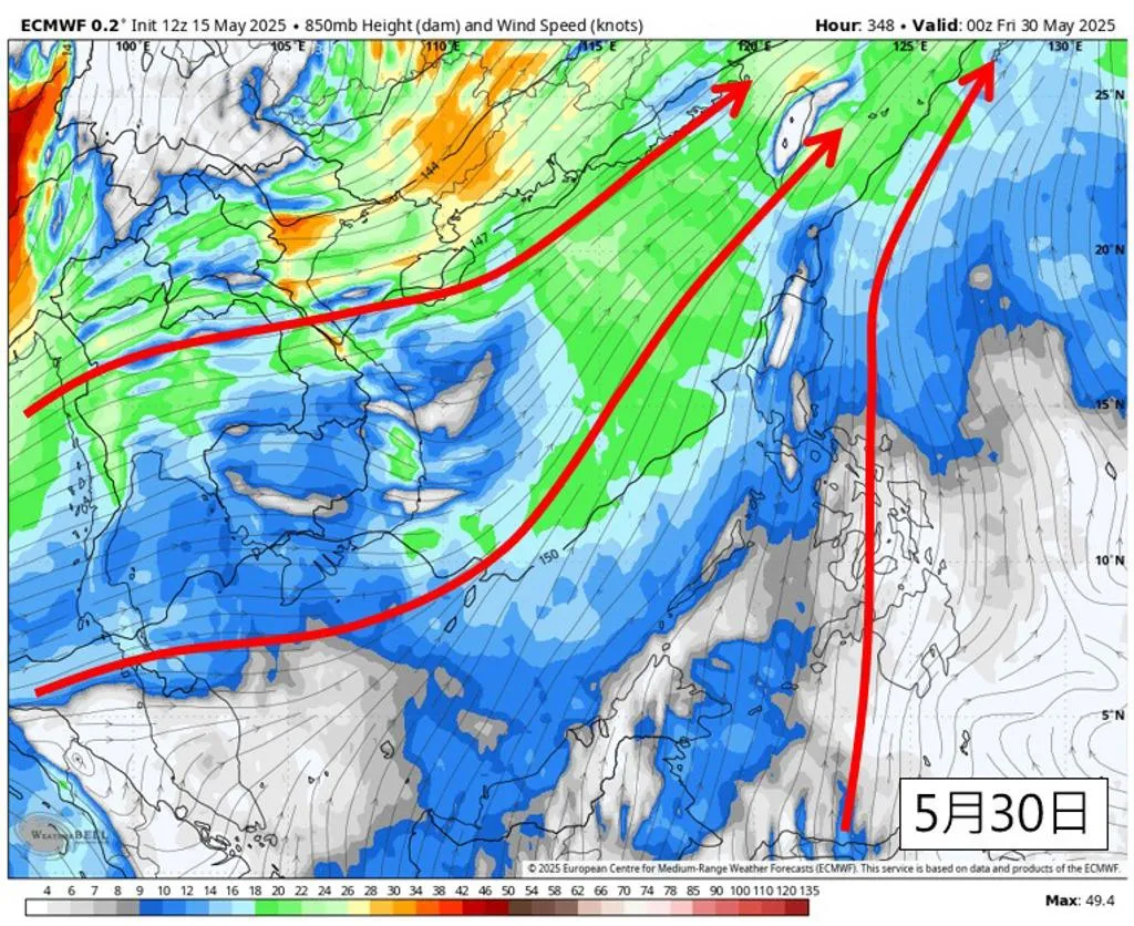 吳聖宇表示，預估5月29、30日左右西南季風進入南海，雨季的感受會更明顯。（圖/翻攝自吳聖宇臉書）