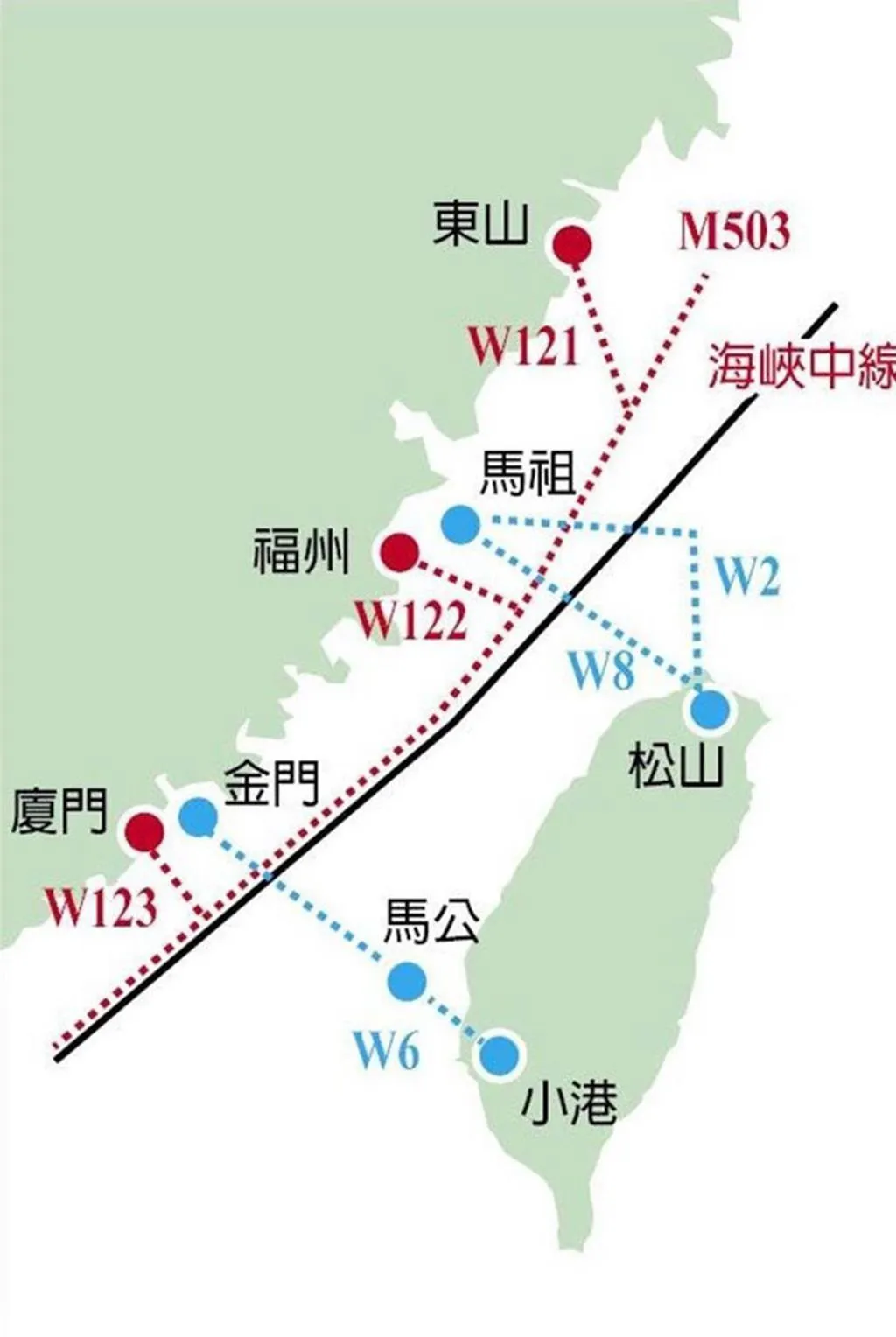 大陸503航線示意圖。（圖／中時資料照）