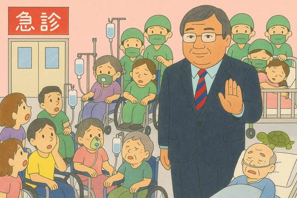 衛福部推出AI繪圖競賽,「急診塞爆圖」一圖引發熱議。(圖/翻攝自「超級白急診醫師」臉書)