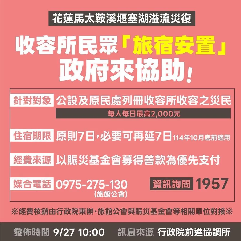 行政院啟動旅宿安置機制。(圖/消防署提供)