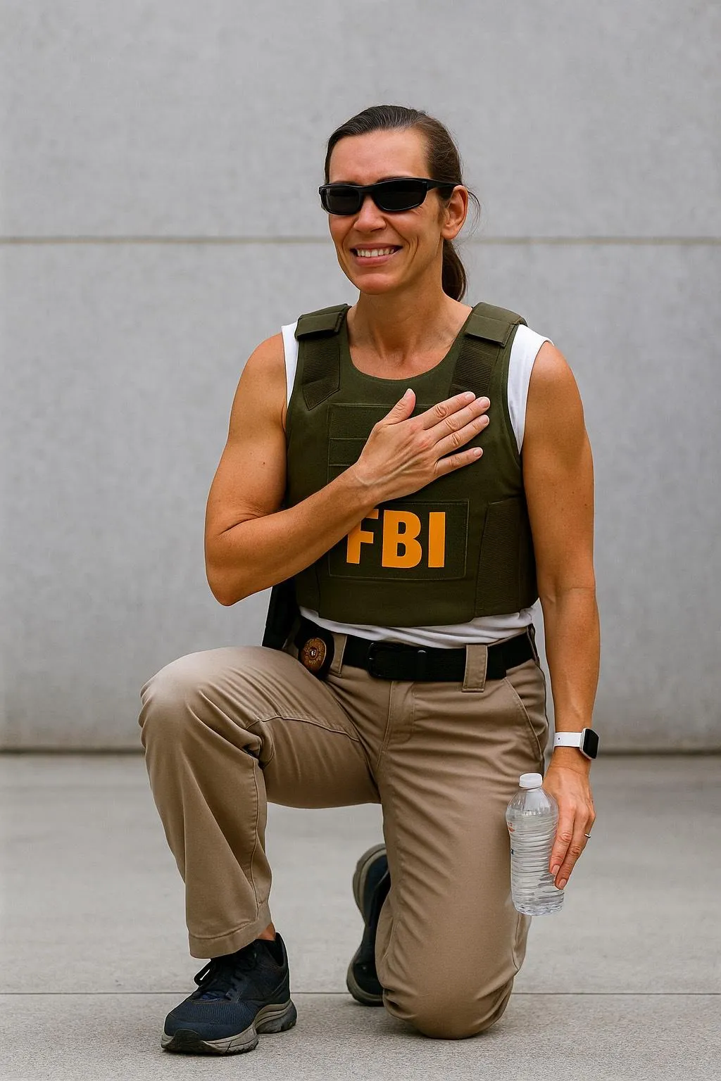 FBI探員因在華盛頓特區的示威活動中被拍攝到下跪，最終遭到革職處分。（示意圖／AI生成）