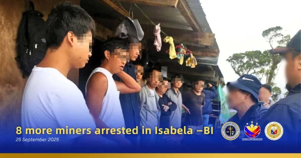 8名非法外籍礦工落網,當中包含一名台人。(圖/翻攝Bureau of Immigration Philippines)