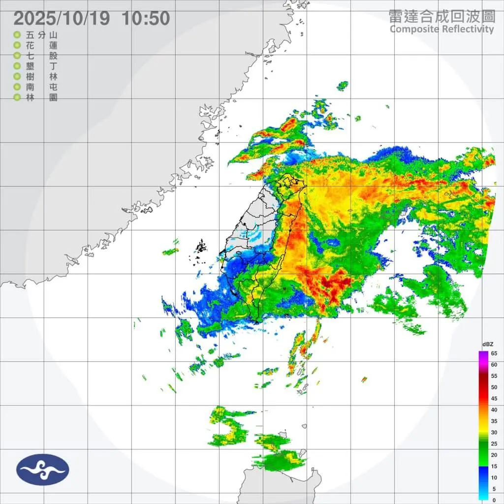 中央氣象署今天上午10時18分針對花蓮縣發布大雷雨即時訊息。（圖／中央氣象署）
