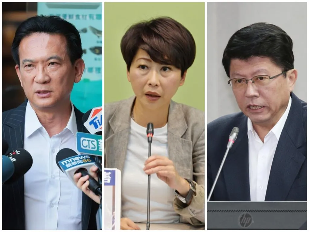 ˙由左而右為林俊憲、陳亭妃和謝龍介。（合成照/資料照）