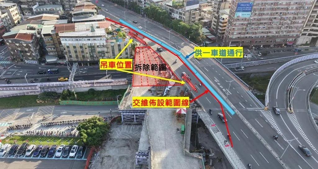 連接台北市中正區及新北市永和區中正橋的交維佈設圖。（圖／台北市工務局提供）