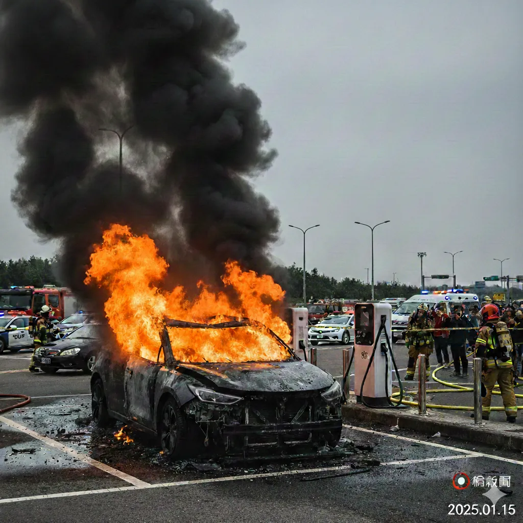 近來電動車自燃及充電時產生的危險 引發對電動車安全疑慮（圖/AI製成）