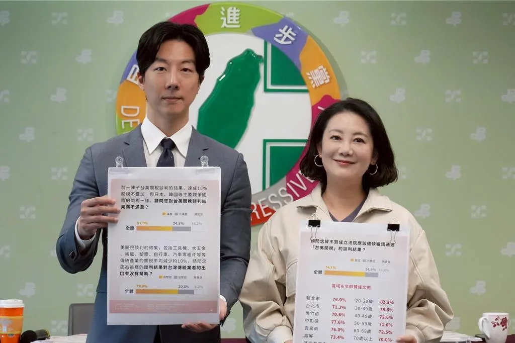 民進黨中央公布關稅談判結果最新民調。（圖／民進黨提供）