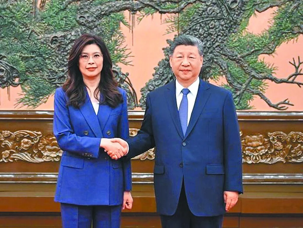 鄭麗文和習近平會面。（圖/新華社）