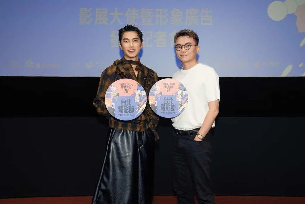 2026第28屆台北電影節影展大使曾敬驊（左）與形象影片導演潘客印（右），22日出席記者會，分享形象廣告拍攝花絮。（圖／台北電影節 提供）